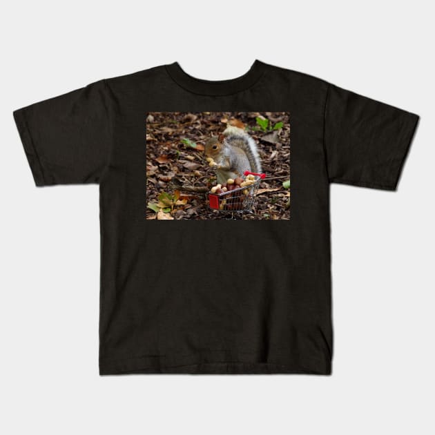 squirrel with shopping cart Kids T-Shirt by Simon-dell